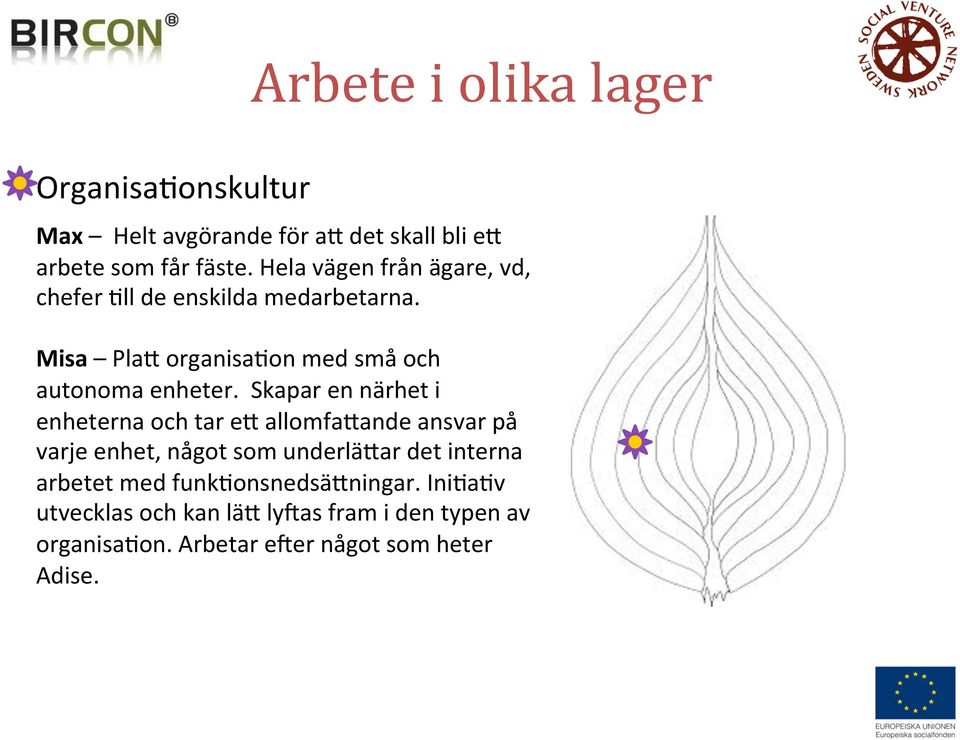 Misa PlaC organisa9on med små och autonoma enheter.