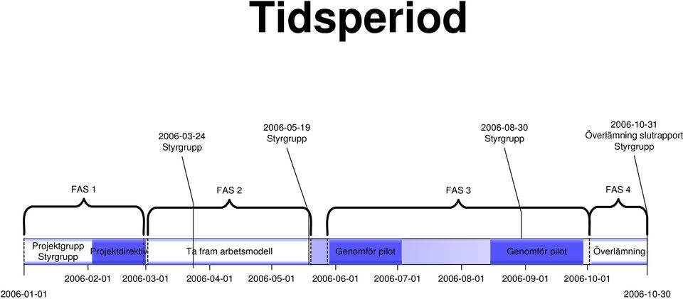 Projektdirektiv Ta fram arbetsmodell Genomför pilot Genomför pilot Överlämning 2006-02-01