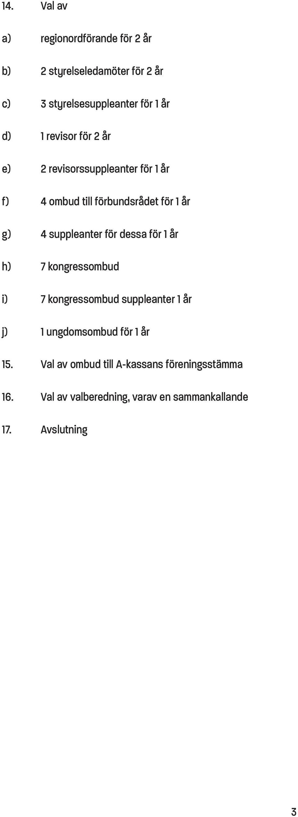 suppleanter för dessa för 1 år h) 7 kongressombud i) 7 kongressombud suppleanter 1 år j) 1 ungdomsombud för
