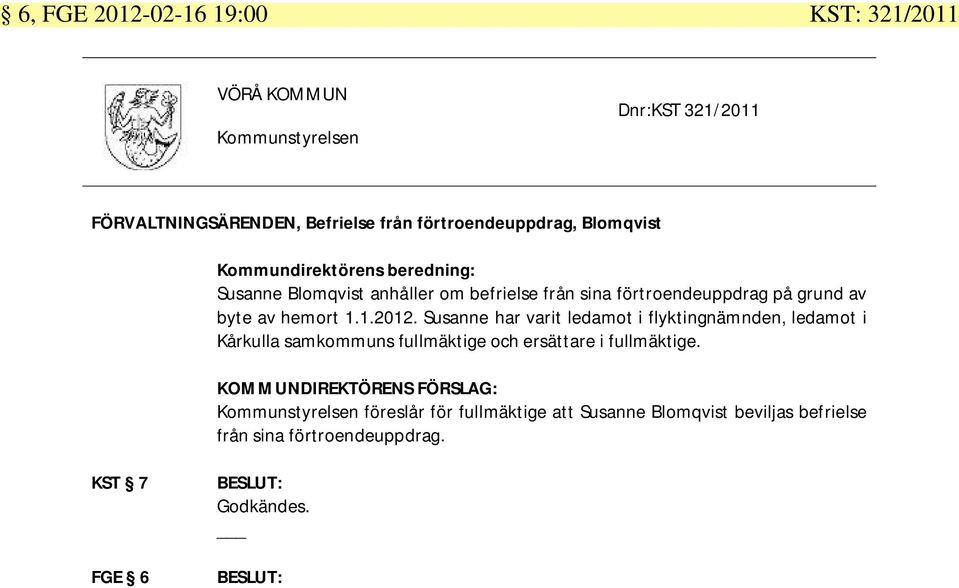 grund av byte av hemort 1.1.2012.