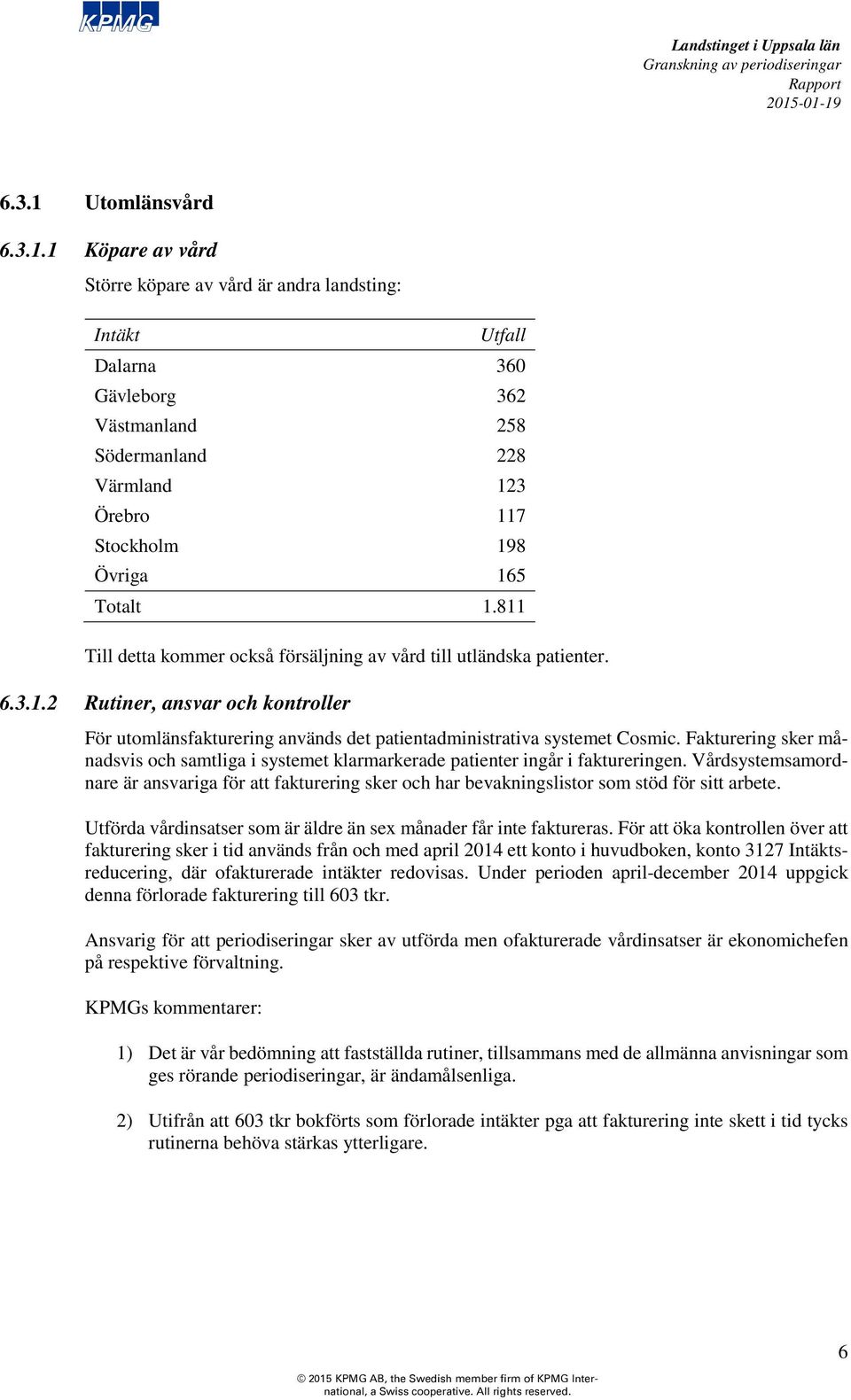 Fakturering sker månadsvis och samtliga i systemet klarmarkerade patienter ingår i faktureringen.