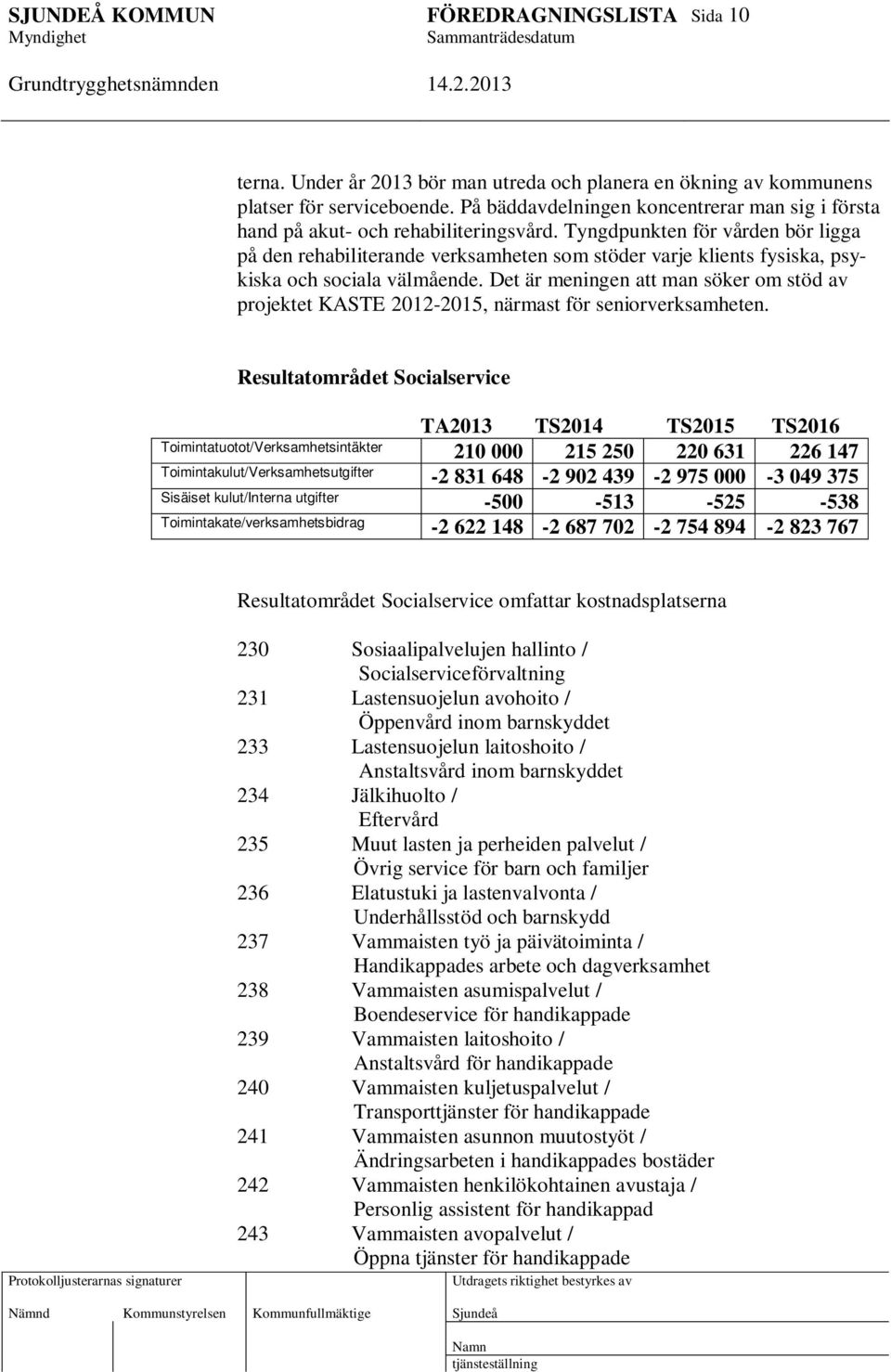 Det är meningen att man söker om stöd av projektet KASTE 2012-2015, närmast för seniorverksamheten.