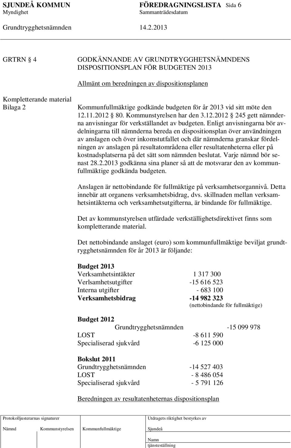 Enligt anvisningarna bör avdelningarna till nämnderna bereda en dispositionsplan över användningen av anslagen och över inkomstutfallet och där nämnderna granskar fördelningen av anslagen på