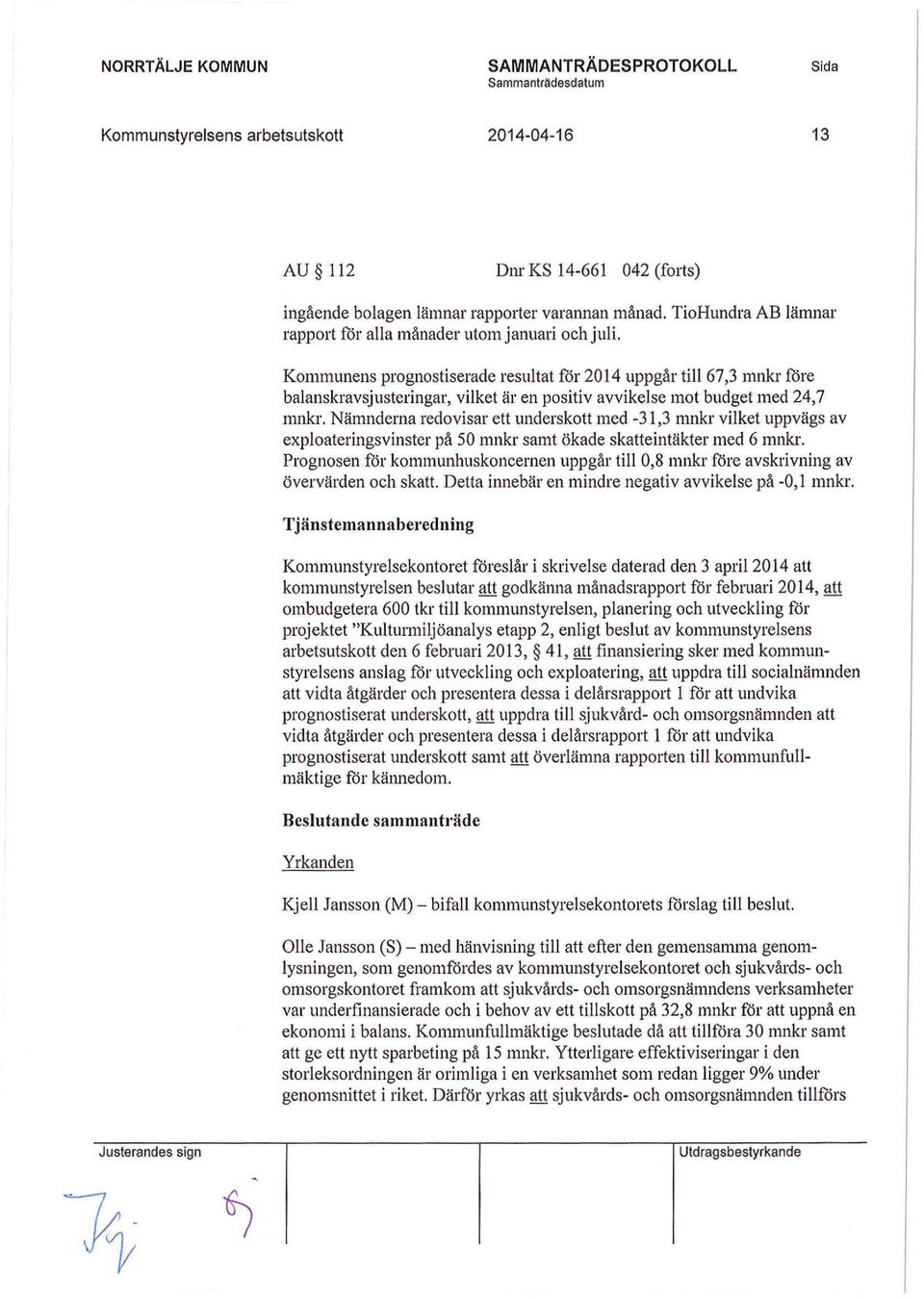 Nämnderna redovisar ett underskott med -31,3 mnkr vilket uppvägs av exploateringsvinster på 50 mnkr samt ökade skatteintäkter med 6 mnkr.