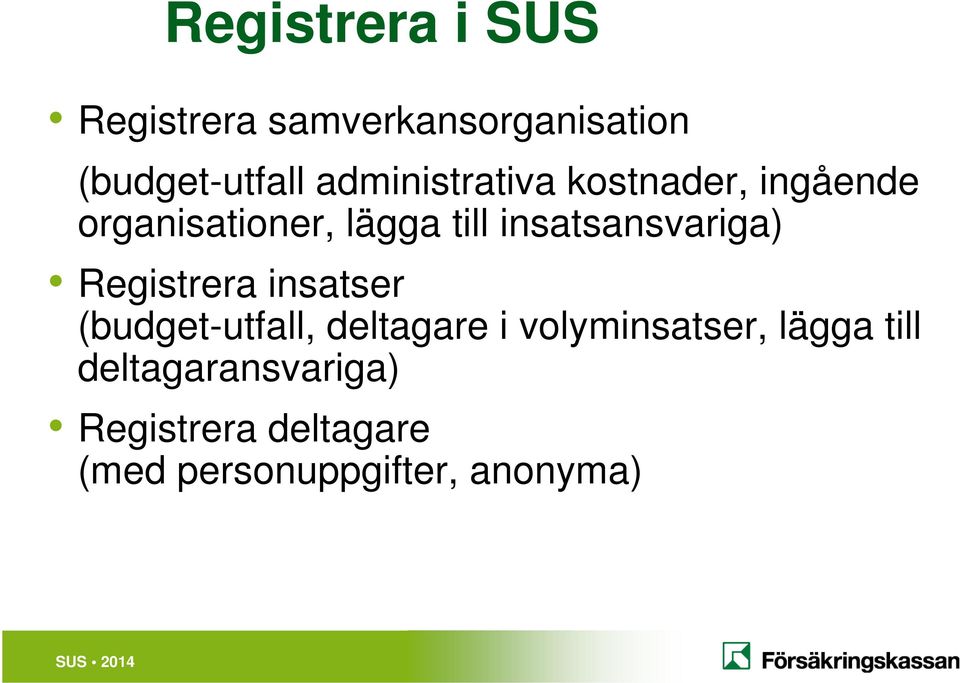 insatsansvariga) Registrera insatser (budget-utfall, deltagare i