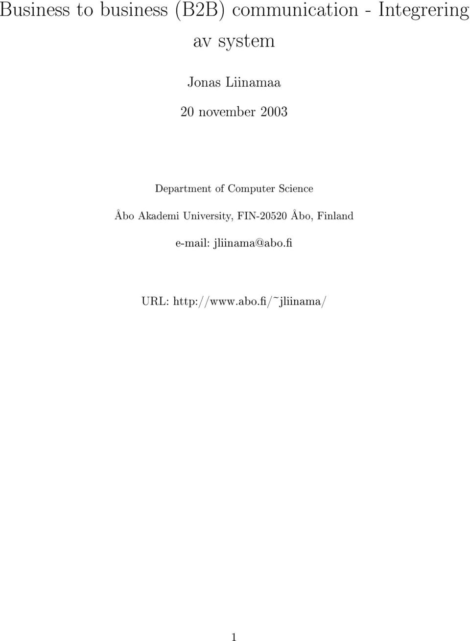 Computer Science Åbo Akademi University, FIN-20520 Åbo,