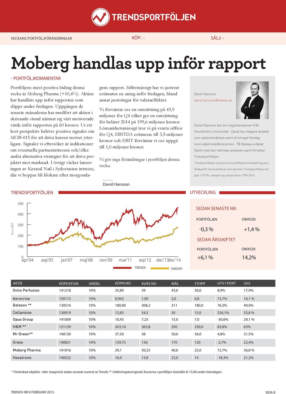 Uppgången de senaste månaderna har medfört att aktien i skrivande stund närmat sig vårt motiverade värde inför rapporten på 60 kronor.