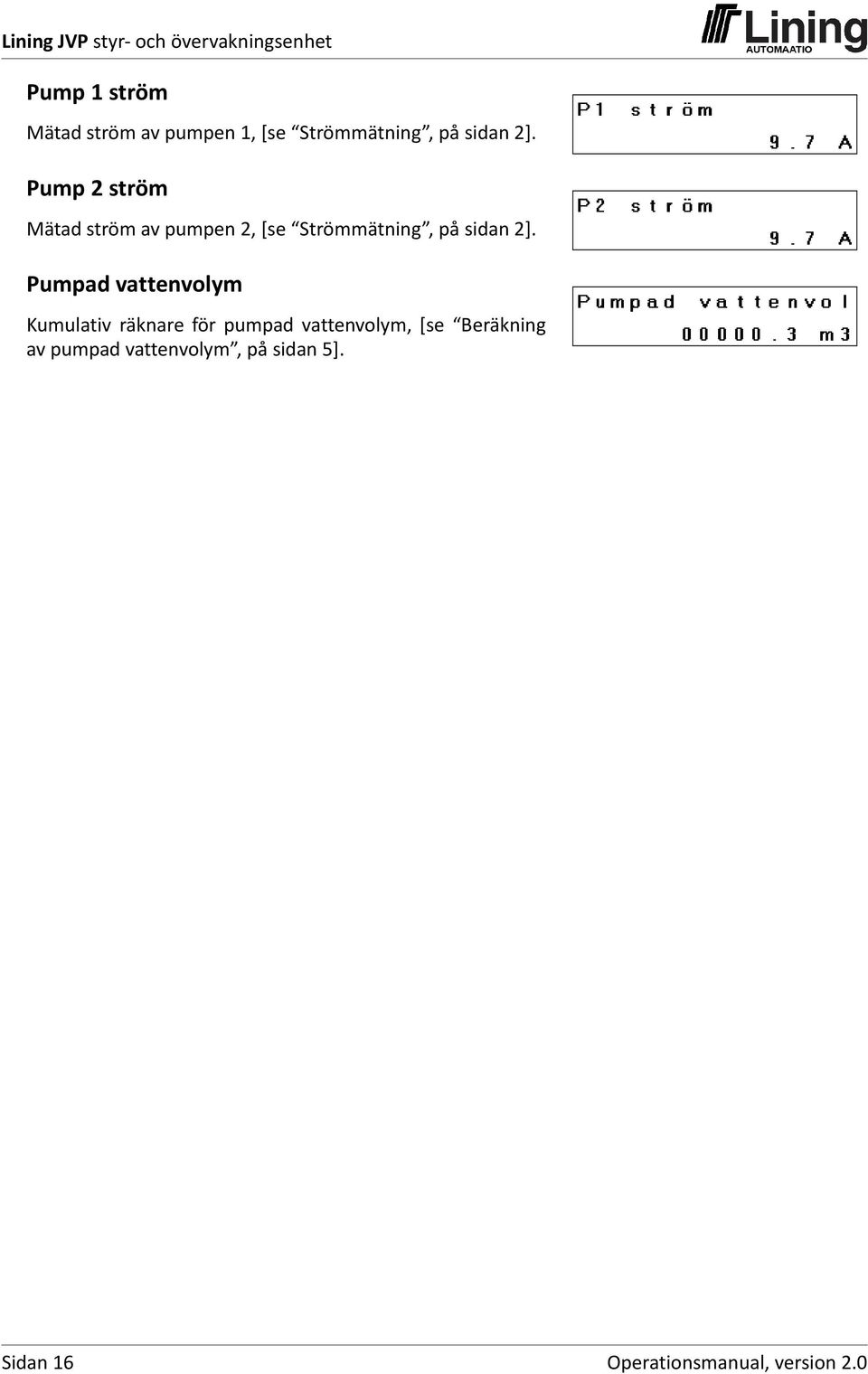 Pumpad vattenvolym Kumulativ räknare för pumpad vattenvolym, [se