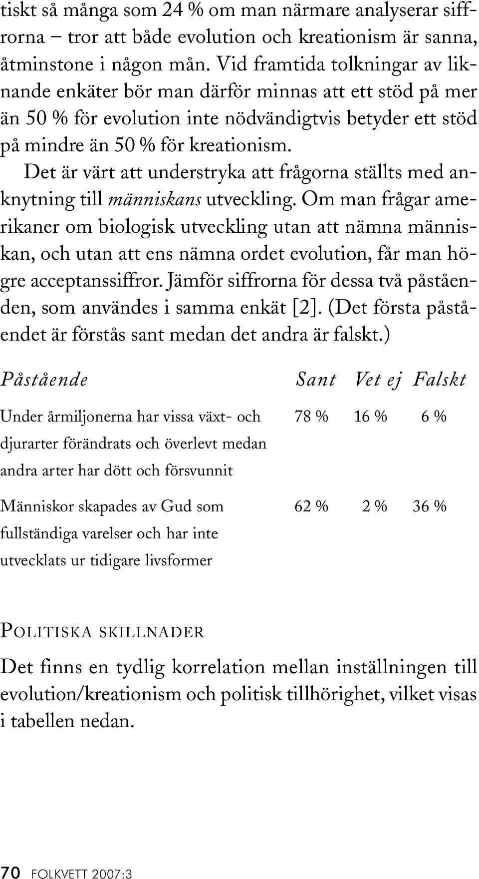 Det är värt att understryka att frågorna ställts med anknytning till människans utveckling.