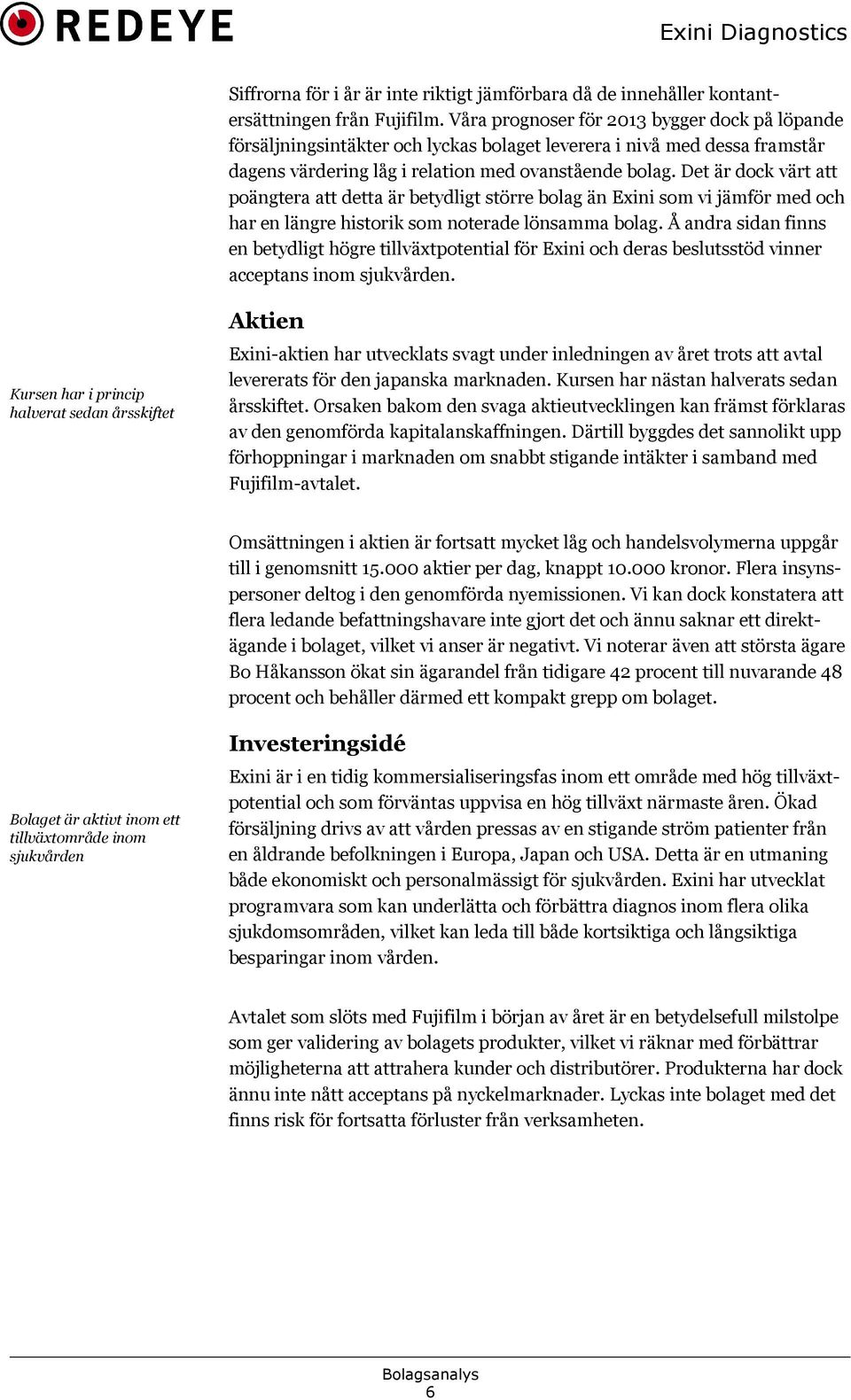 Det är dock värt att poängtera att detta är betydligt större bolag än Exini som vi jämför med och har en längre historik som noterade lönsamma bolag.