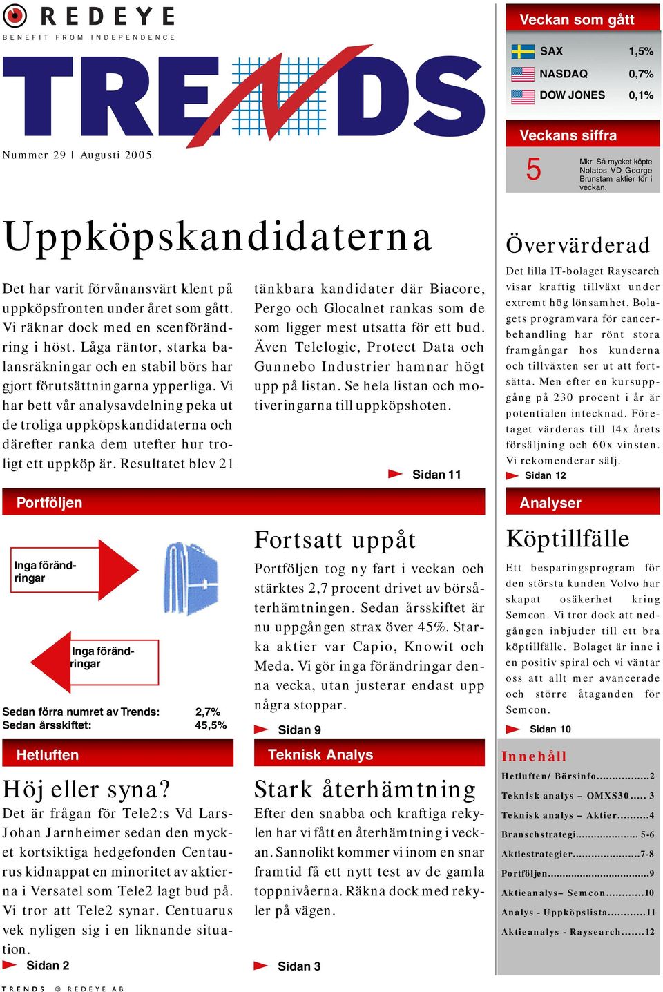 Vi har bett vår analysavdelning peka ut de troliga uppköpskandidaterna och därefter ranka dem utefter hur troligt ett uppköp är.