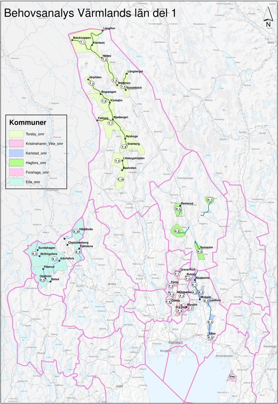 Forshaga_omr T_10 Eda_omr H_1 Basterud H_4 E_3 Sundshagen E_2 H_2 Charlottenberg Fjällstena Sunnemo H_3 E_4 Skillingsfors E_1 Häljeboda Adolfsfors