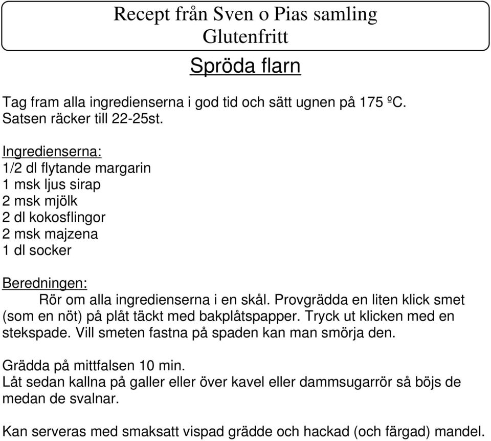 Provgrädda en liten klick smet (som en nöt) på plåt täckt med bakplåtspapper. Tryck ut klicken med en stekspade.