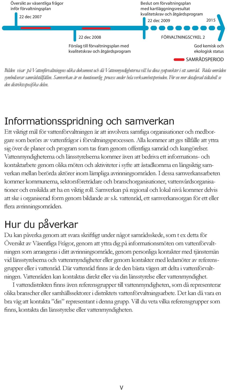 vill ha dina synpunkter i ett samråd. Röda områden symboliserar samrådstillfällen. Samverkan är en kontinuerlig process under hela verksamhetsperioden.