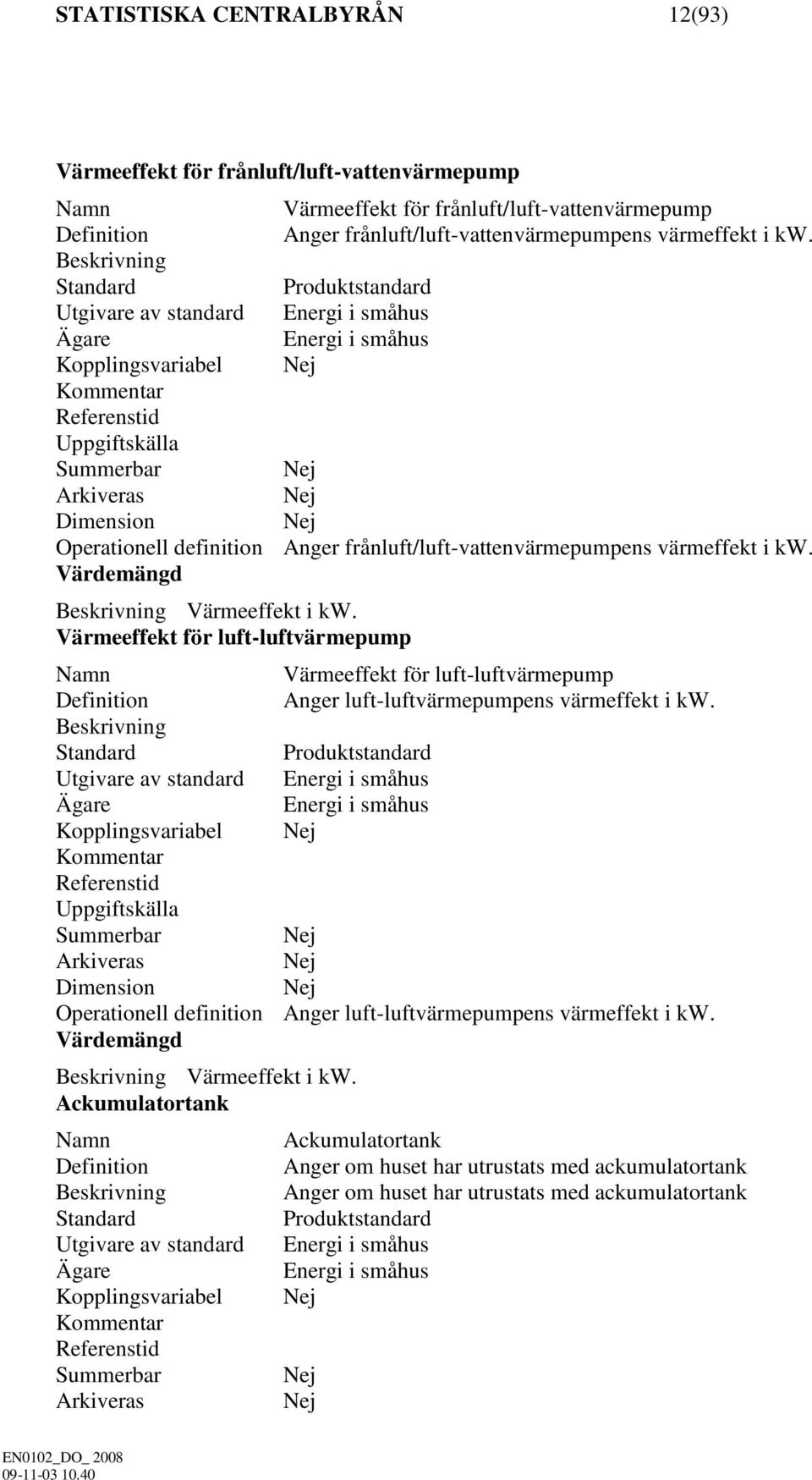 Värmeeffekt för luft-luftvärmepump Värmeeffekt för luft-luftvärmepump Anger luft-luftvärmepumpens värmeffekt i kw.
