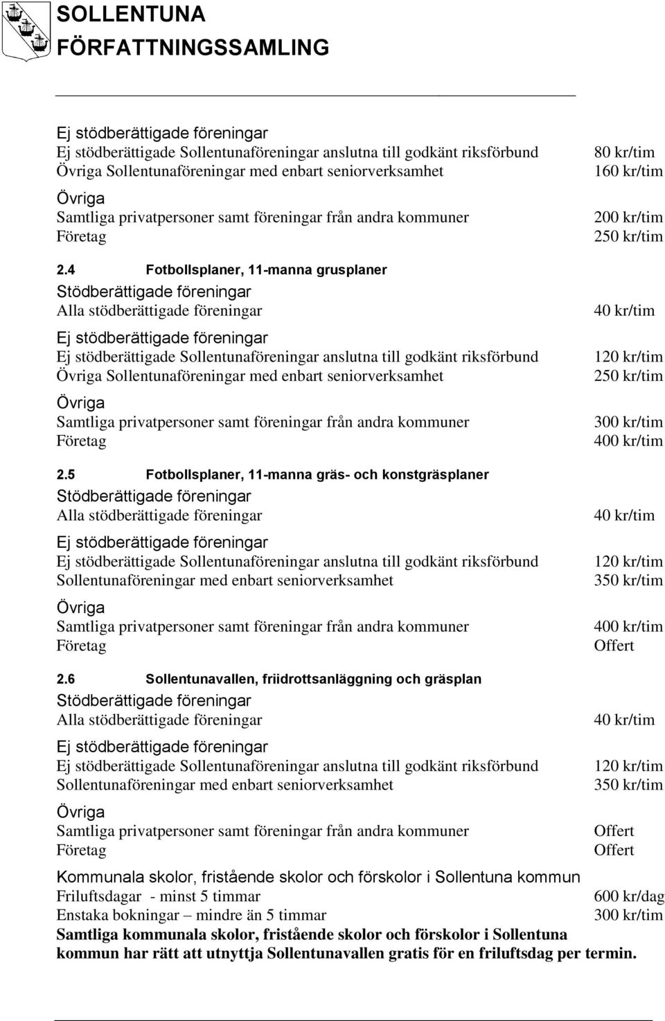 6 Sollentunavallen, friidrottsanläggning och gräsplan Sollentunaföreningar med enbart seniorverksamhet Kommunala skolor, fristående skolor och förskolor i Sollentuna kommun