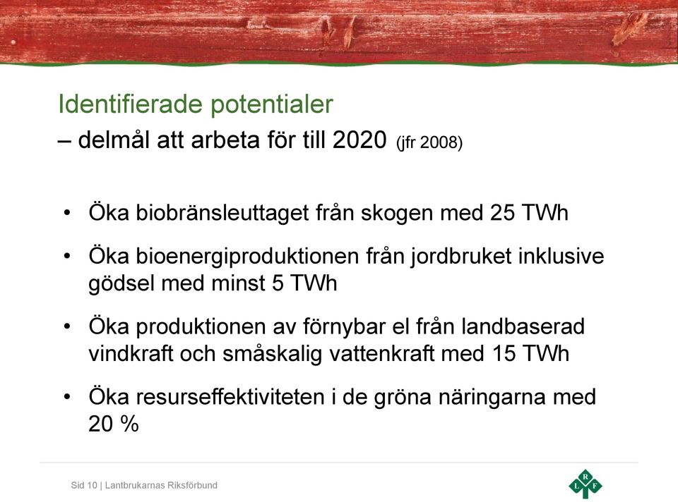 TWh Öka produktionen av förnybar el från landbaserad vindkraft och småskalig vattenkraft med