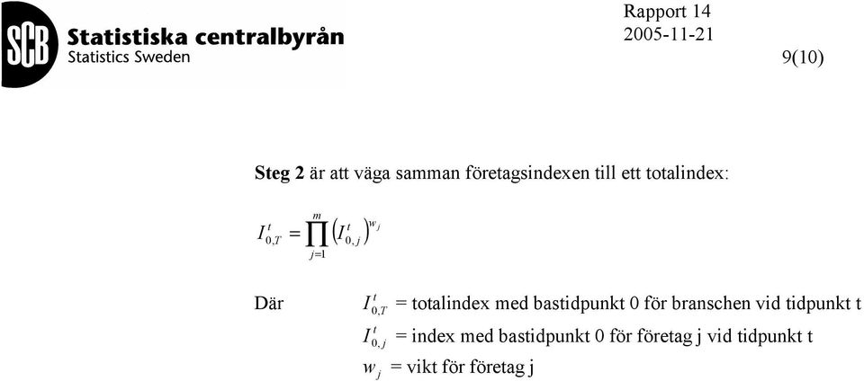 oalindex med basidpunk 0 för branschen vid idpunk I, j 0