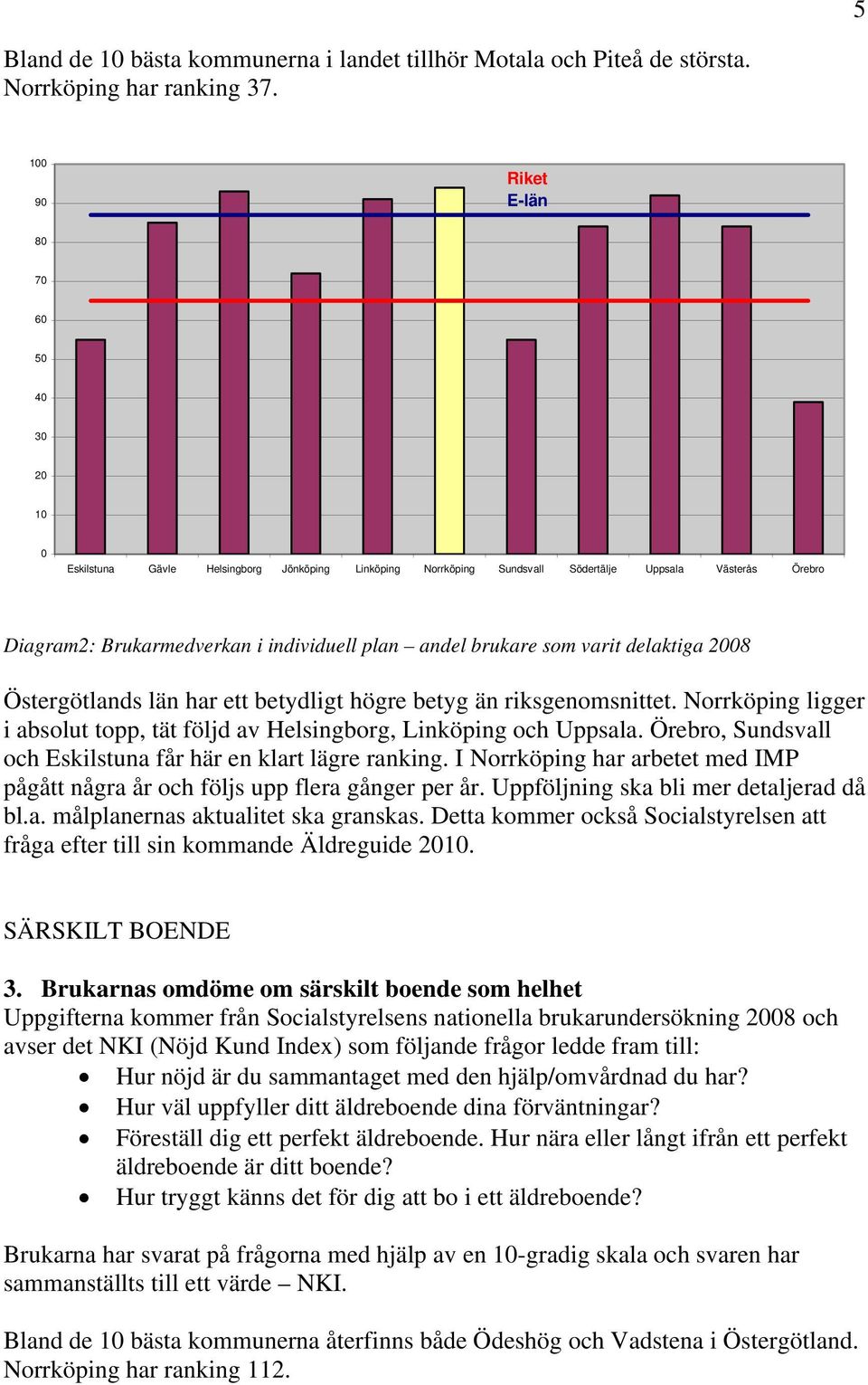 Norrköping ligger i absolut topp, tät följd av Helsingborg, Linköping och Uppsala. Örebro, Sundsvall och Eskilstuna får här en klart lägre ranking.