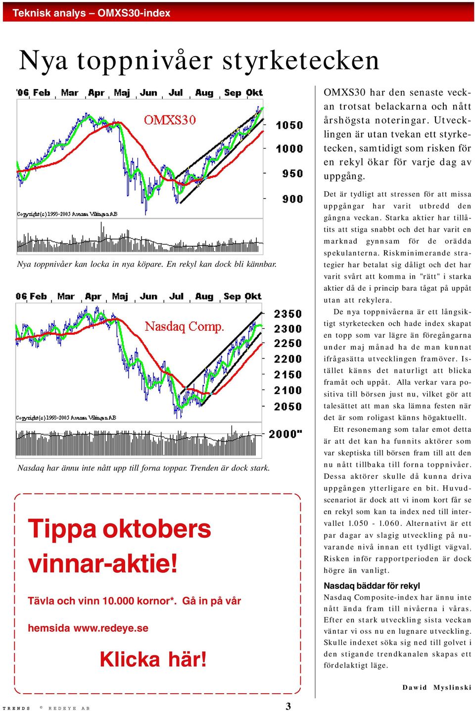 Nasdaq har ännu inte nått upp till forna toppar. Trenden är dock stark. Tippa oktobers vinnar-aktie! Tävla och vinn 1. kornor*. Gå in på vår hemsida www.redeye.se Klicka här!