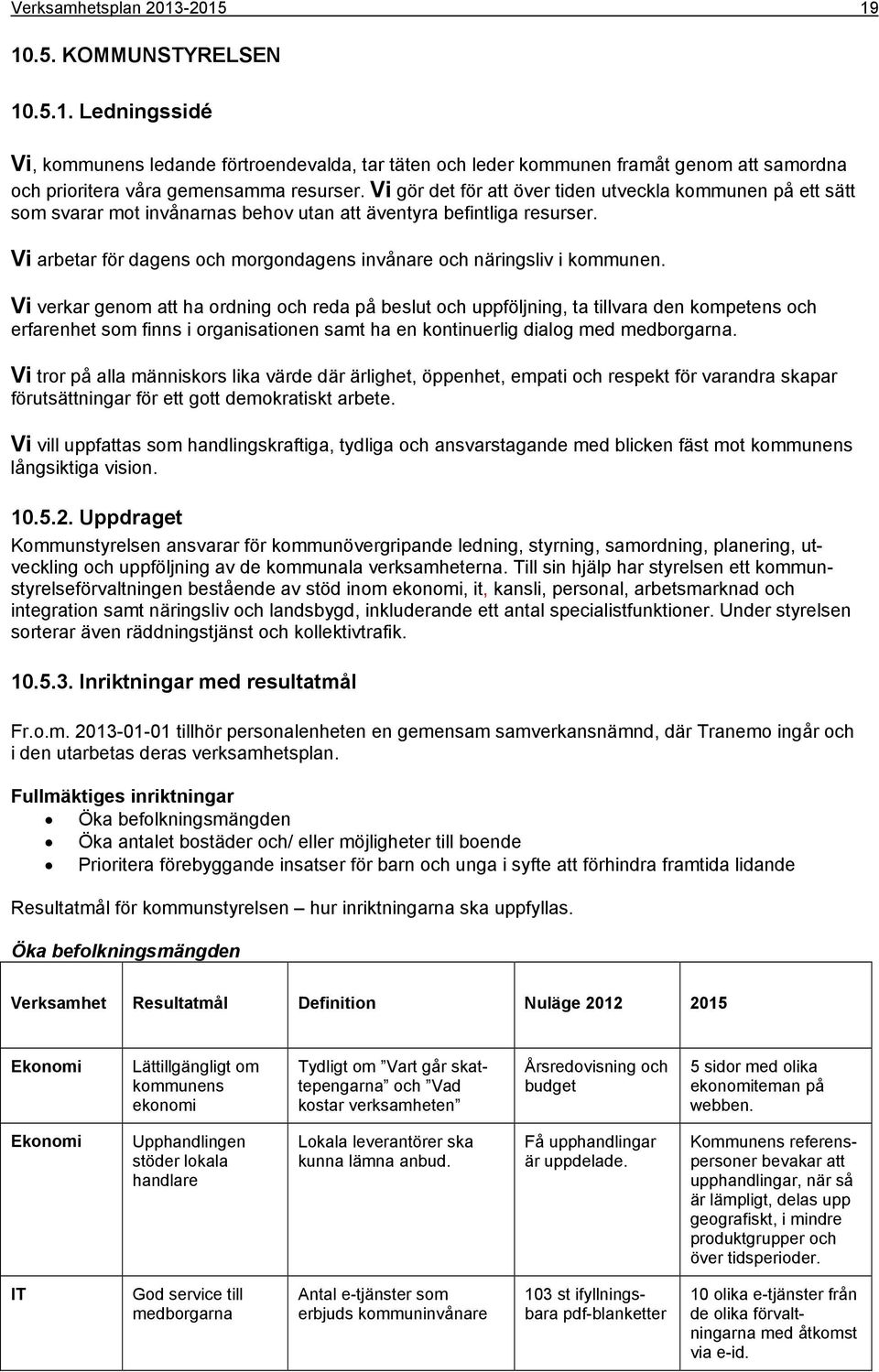 Vi arbetar för dagens och morgondagens invånare och näringsliv i kommunen.