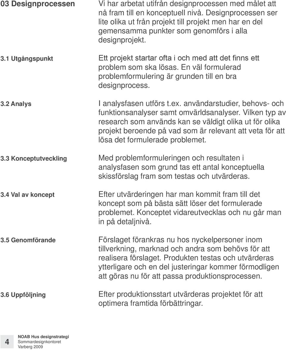 Designprocessen ser lite olika ut från projekt till projekt men har en del gemensamma punkter som genomförs i alla designprojekt.