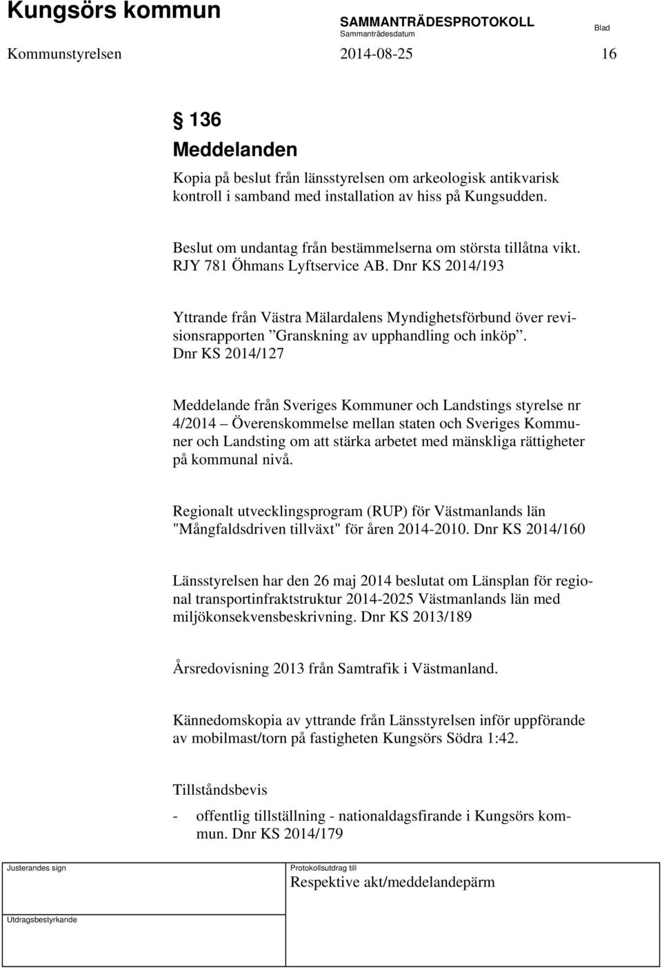 Dnr KS 2014/193 Yttrande från Västra Mälardalens Myndighetsförbund över revisionsrapporten Granskning av upphandling och inköp.