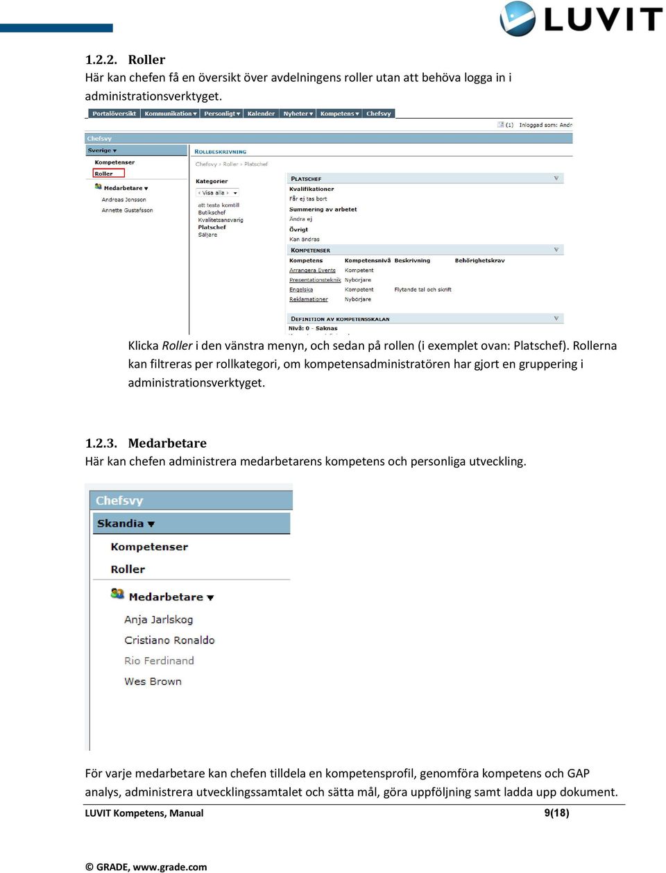 Rollerna kan filtreras per rollkategori, om kompetensadministratören har gjort en gruppering i administrationsverktyget. 1.2.3.