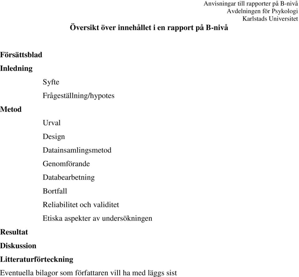 Databearbetning Bortfall Reliabilitet och validitet Etiska aspekter av