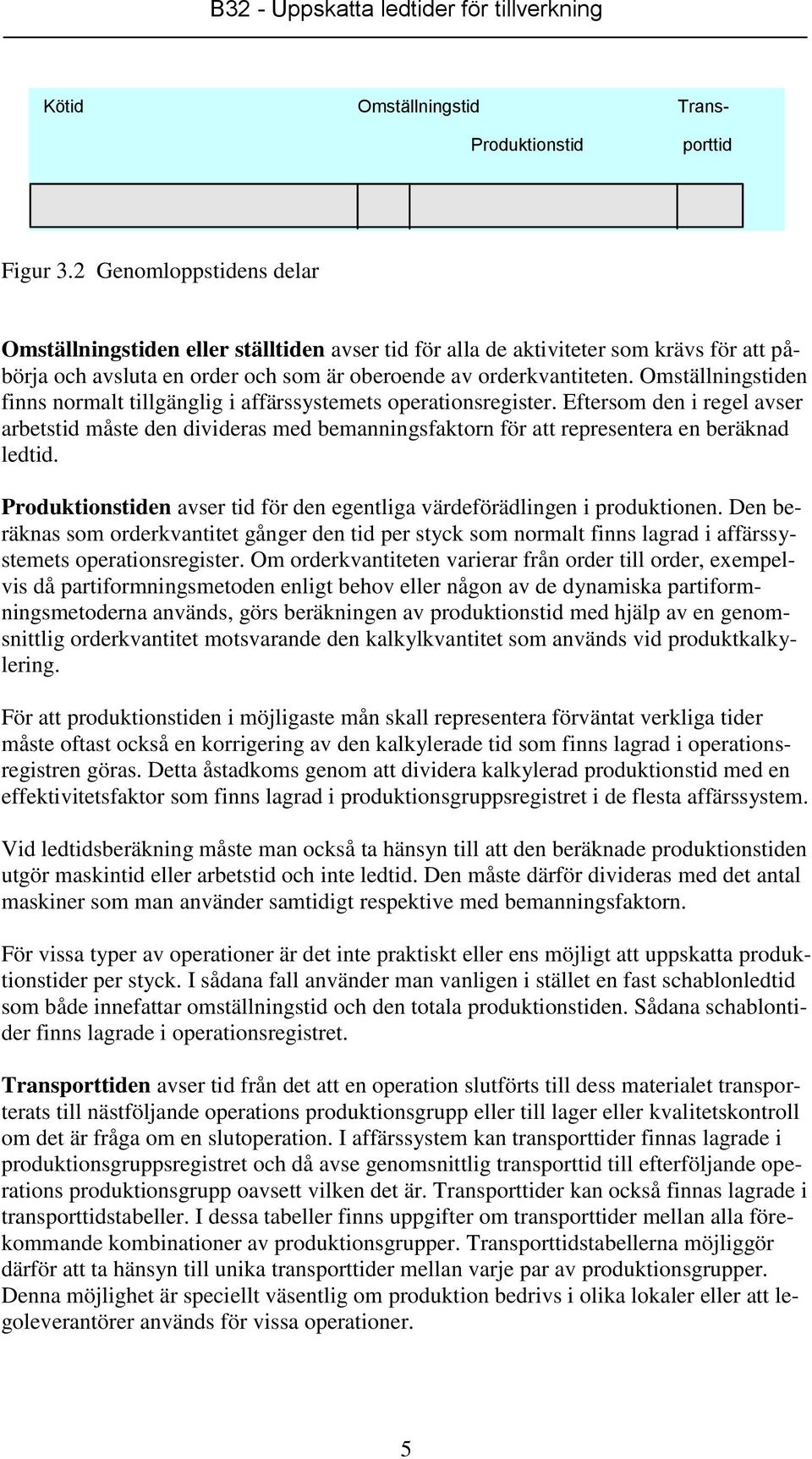 Omställningstiden finns normalt tillgänglig i affärssystemets operationsregister.