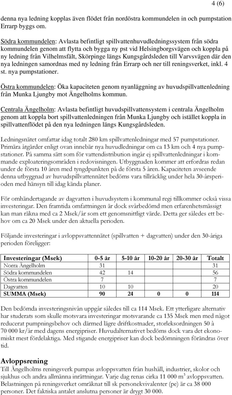 Skörpinge längs Kungsgårdsleden till Varvsvägen där den nya ledningen samordnas med ny ledning från Errarp och ner till reningsverket, inkl. 4 st. nya pumpstationer.