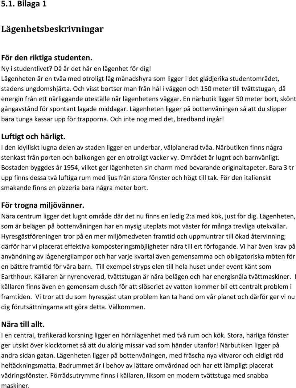 Och visst bortser man från hål i väggen och 150 meter till tvättstugan, då energin från ett närliggande uteställe når lägenhetens väggar.