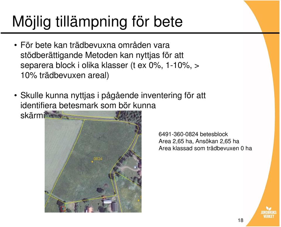 Skulle kunna nyttjas i pågående inventering för att identifiera betesmark som bör kunna