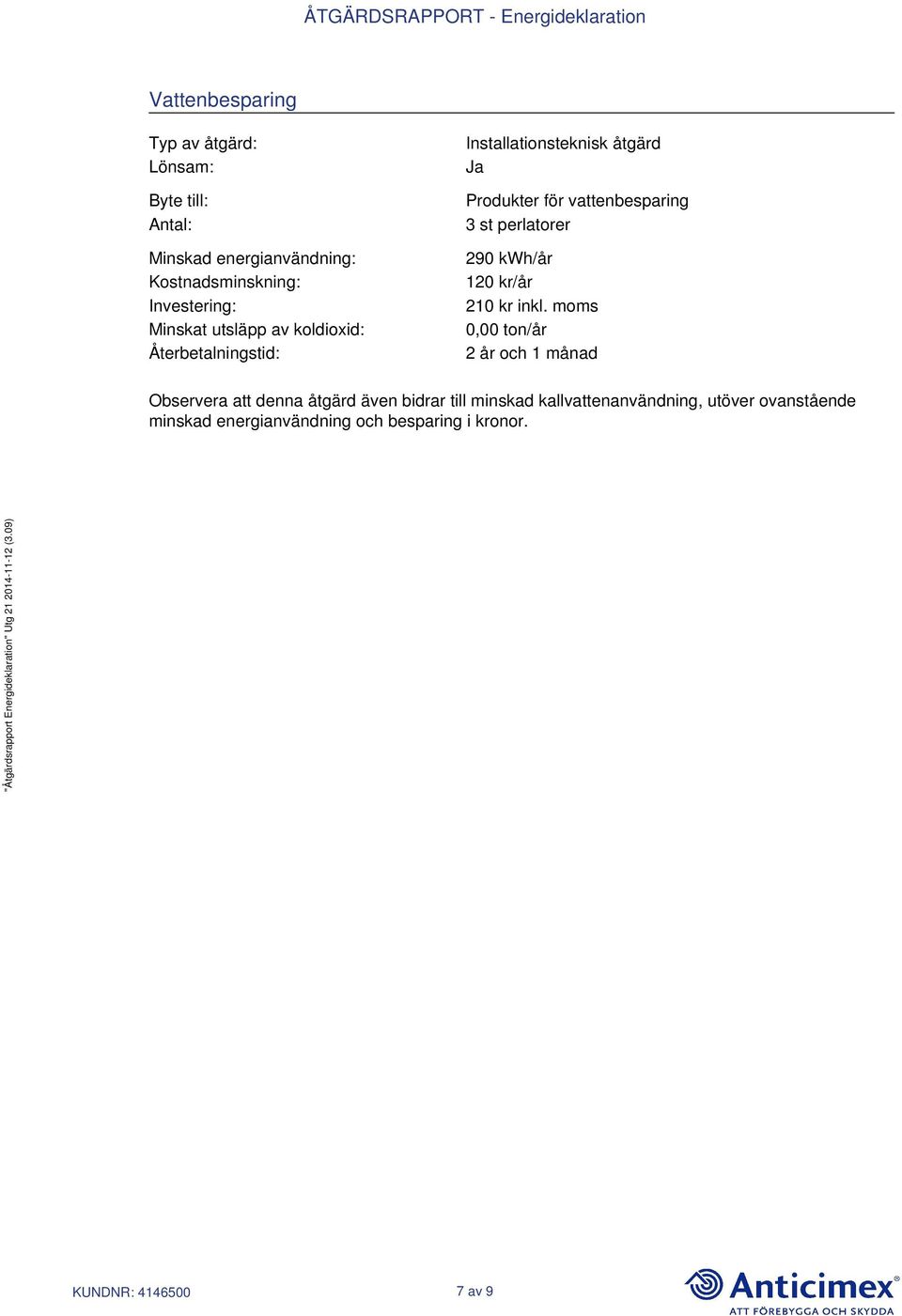 perlatorer 290 kwh/år 120 kr/år 210 kr inkl.