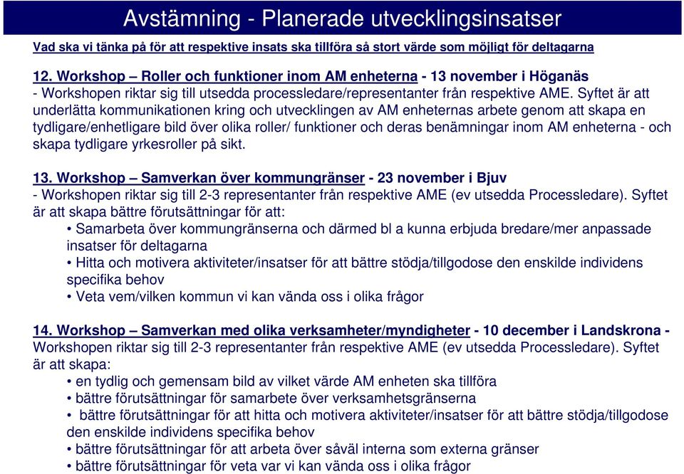 Syftet är att underlätta kommunikationen kring och utvecklingen av AM enheternas arbete genom att skapa en tydligare/enhetligare bild över olika roller/ funktioner och deras benämningar inom AM