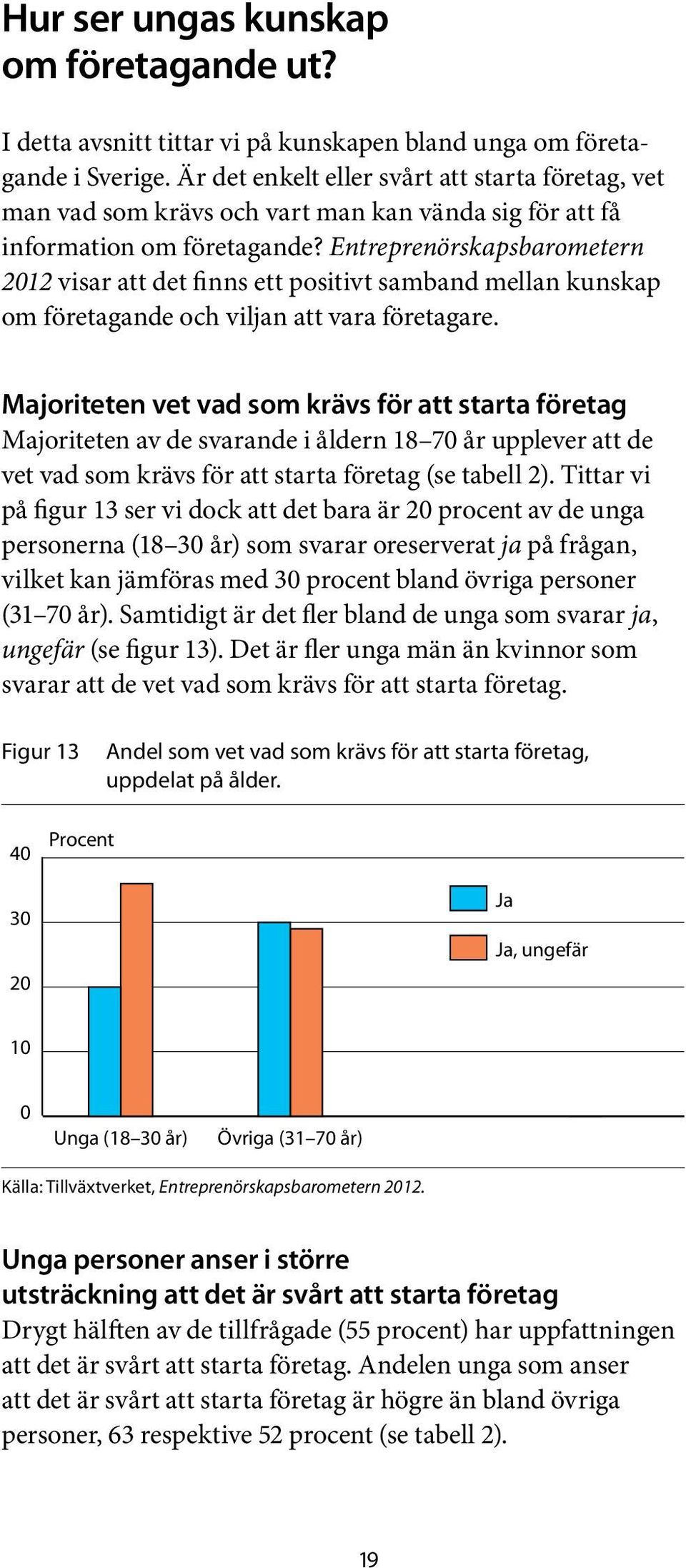 Entreprenörskapsbarometern 2012 visar att det finns ett positivt samband mellan kunskap om företagande och viljan att vara företagare.