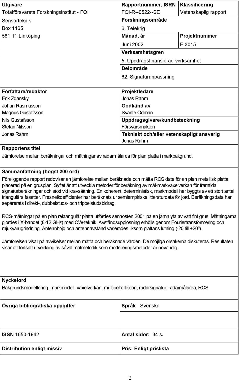Uppdragsfinansierad verksamhet Delområde 62.