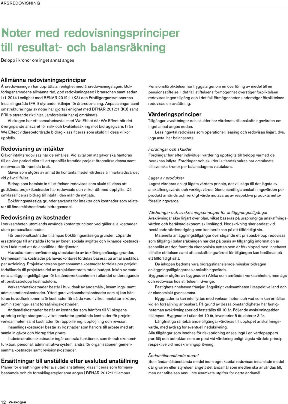 styrande riktlinjer för årsredovisning. Anpassningar samt omstruktureringar av noter har gjorts i enlighet med BFNAR 2012:1 (K3) samt FRII:s styrande riktlinjer. Jämförelseår har ej omräknats.