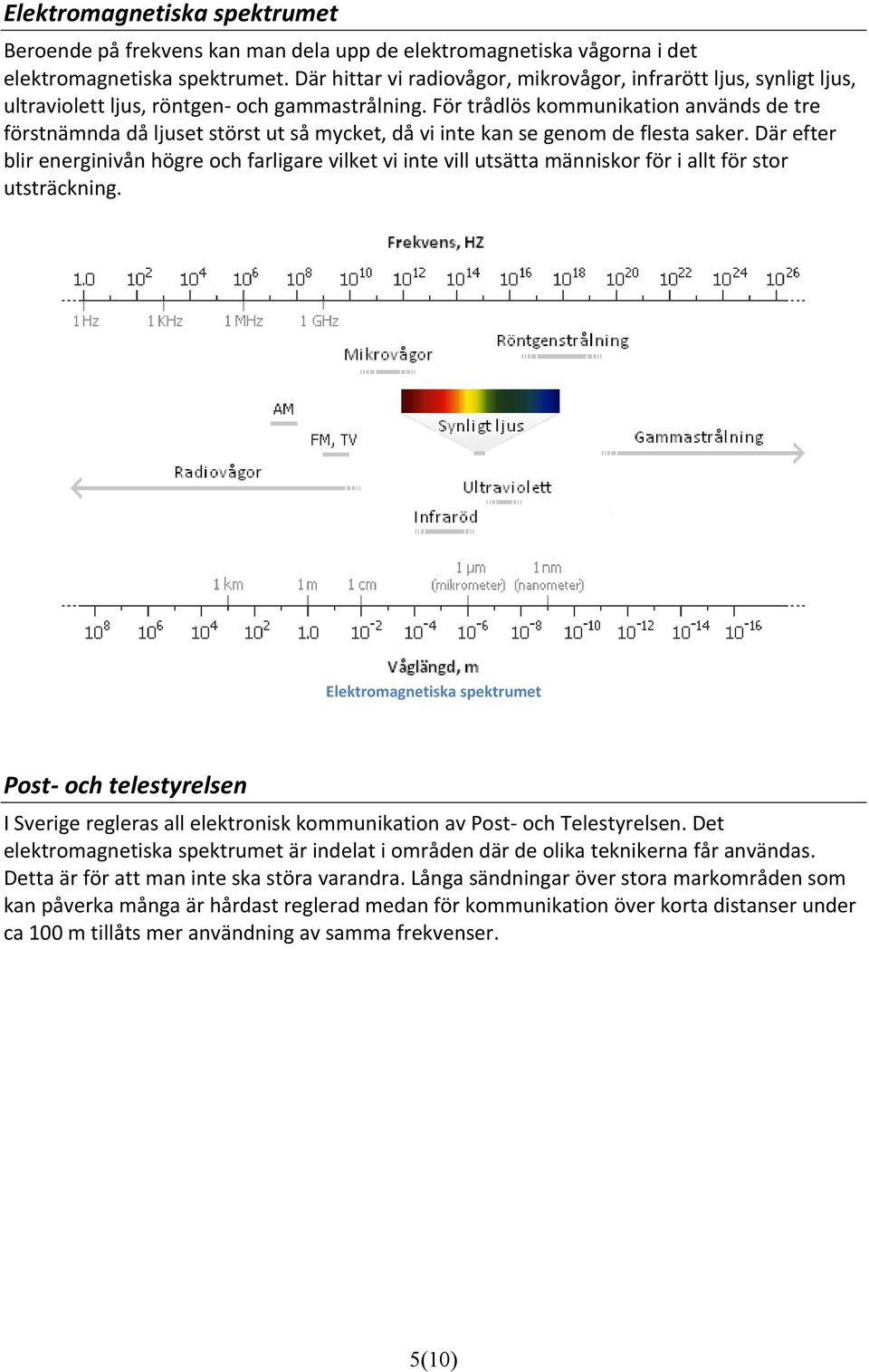 För trådlös kommunikation används de tre förstnämnda då ljuset störst ut så mycket, då vi inte kan se genom de flesta saker.