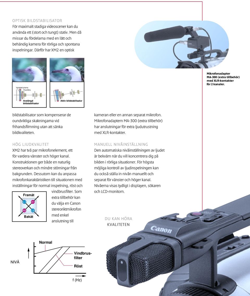 Avstängd bildstabilisator Aktiv bildstabilisator bildstabilisator som kompenserar de oundvikliga skakningarna vid frihandsfilmning utan att sänka bildkvaliteten.