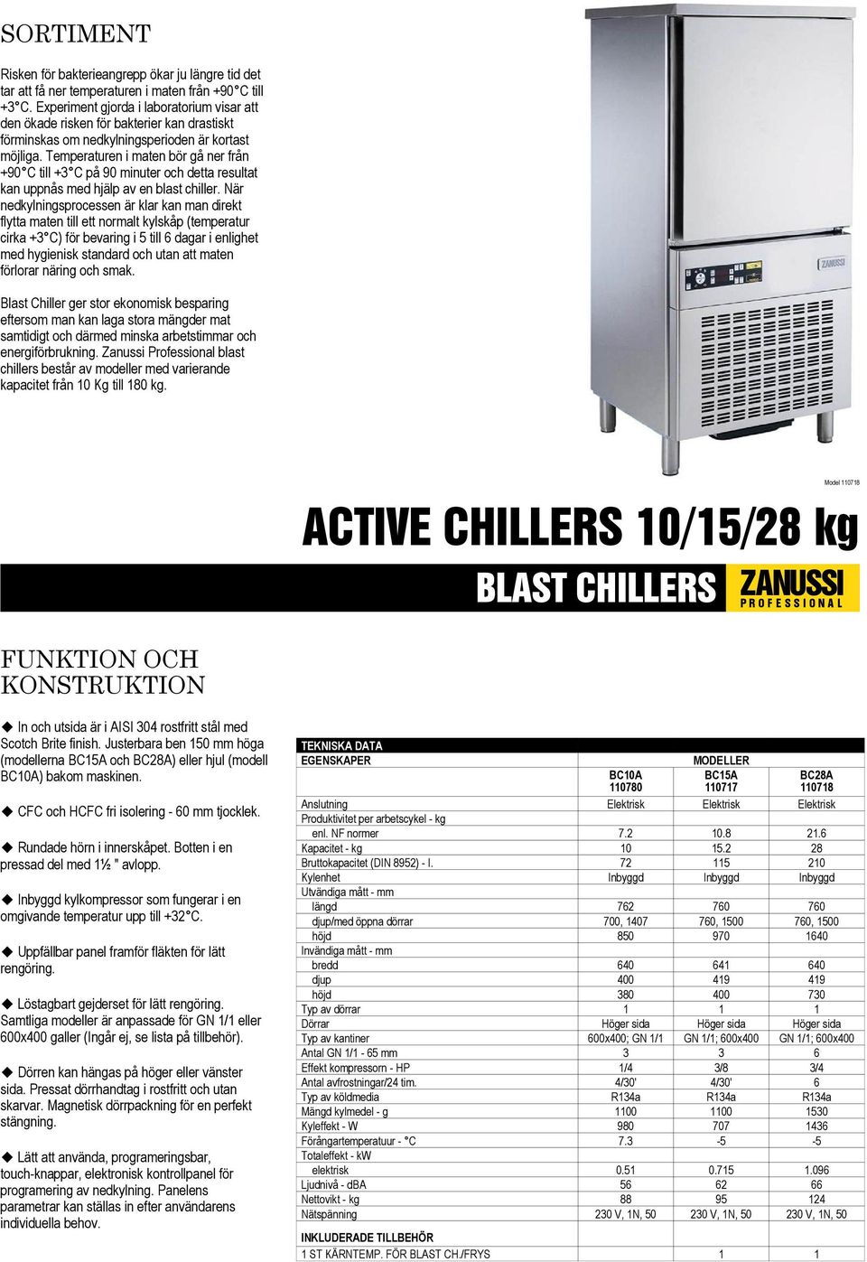 Temperaturen i maten bör gå ner från +90 C till +3 C på 90 minuter och detta resultat kan uppnås med hjälp av en blast chiller.