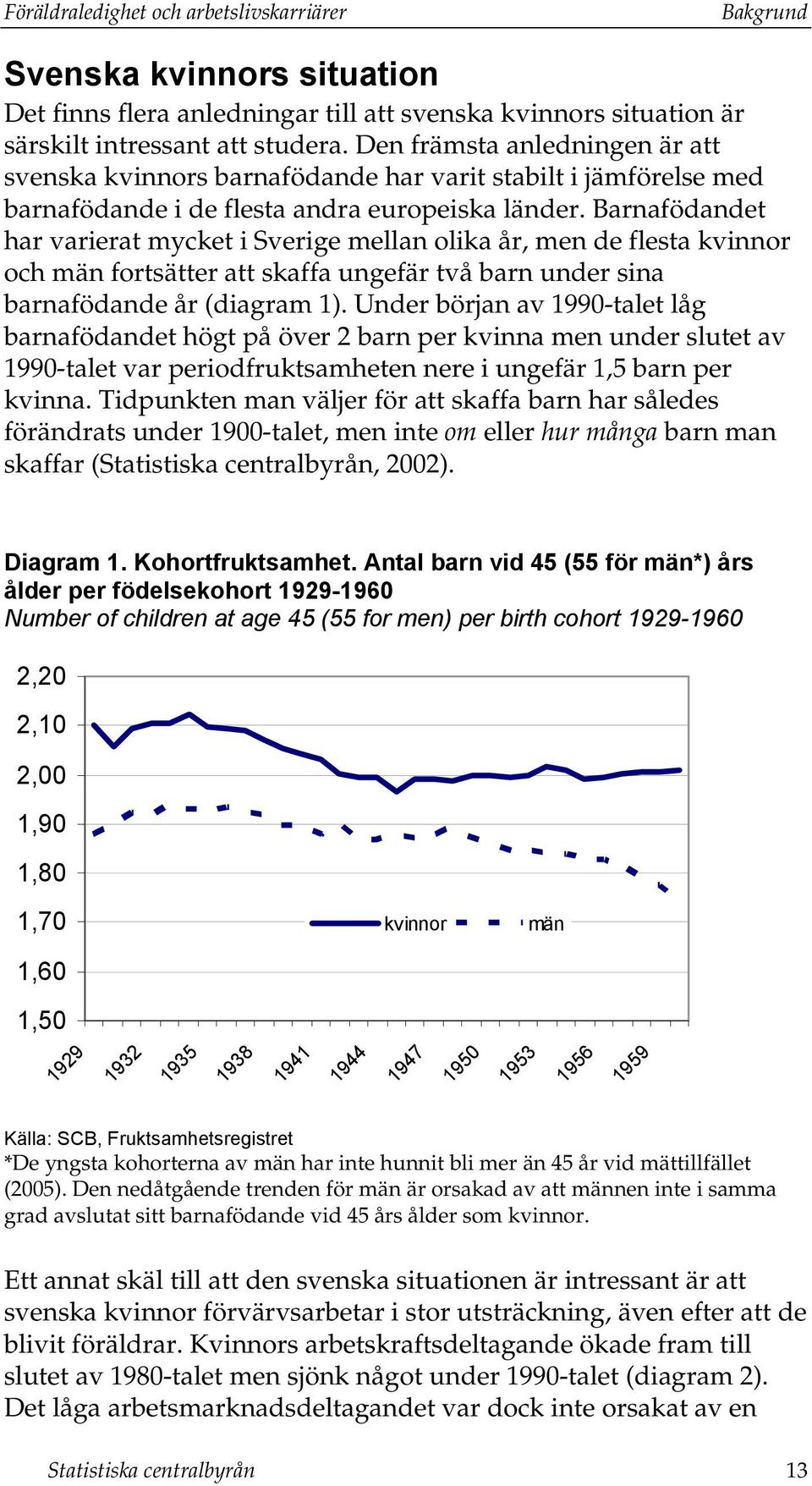 Barnafödandet har varierat mycket i Sverige mellan olika år, men de flesta kvinnor och män fortsätter att skaffa ungefär två barn under sina barnafödande år (diagram 1).