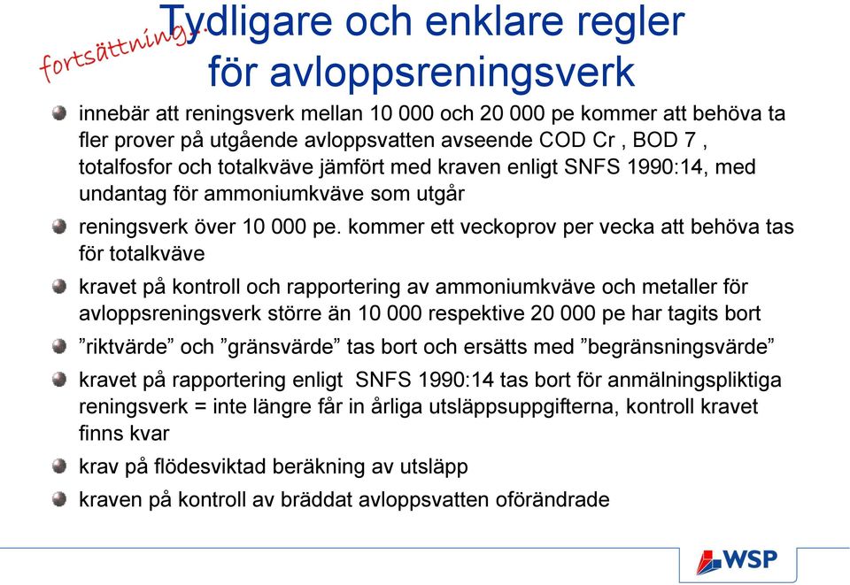 kommer ett veckoprov per vecka att behöva tas för totalkväve kravet på kontroll och rapportering av ammoniumkväve och metaller för avloppsreningsverk större än 10 000 respektive 20 000 pe har tagits