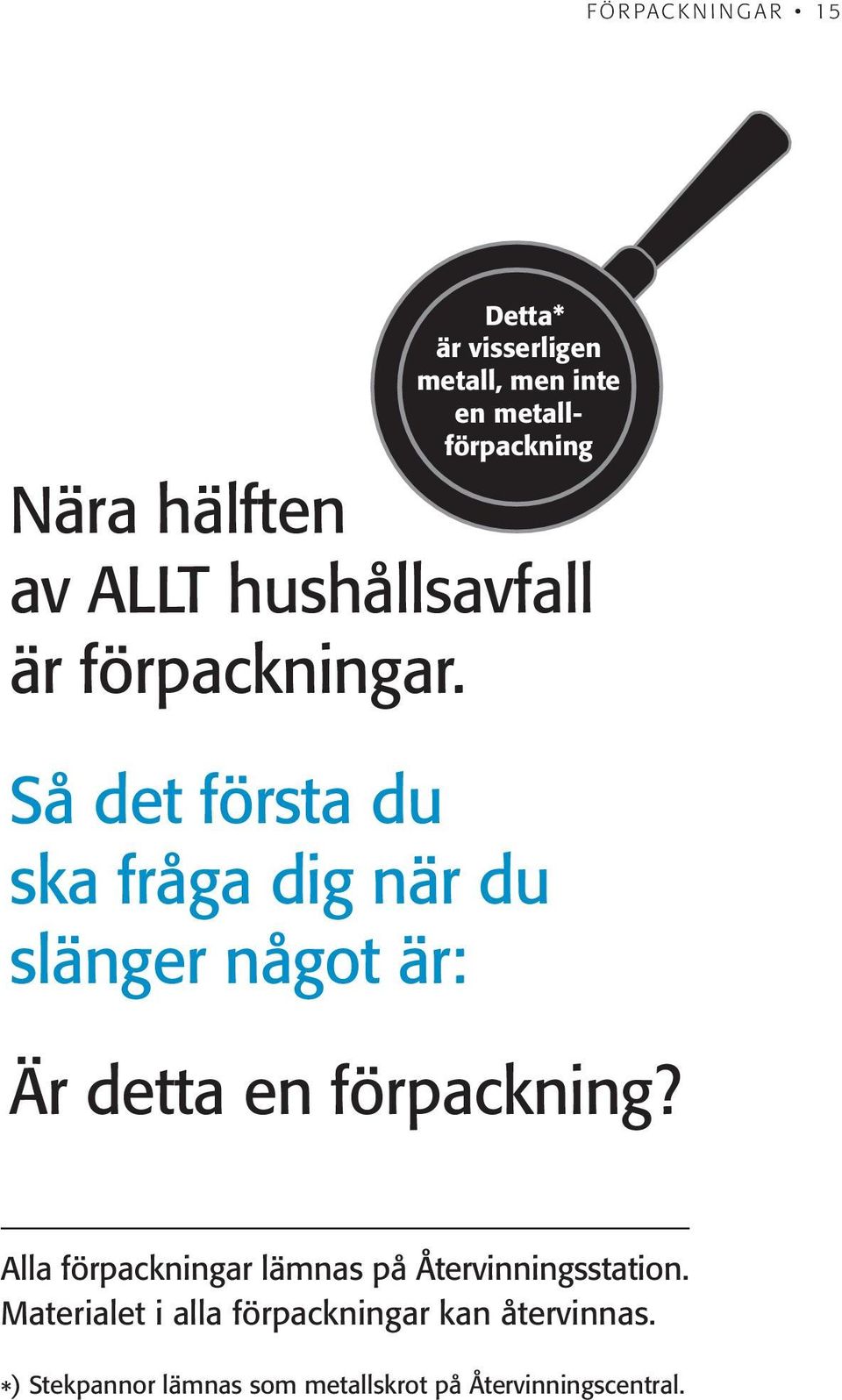 Så det första du ska fråga dig när du slänger något är: Är detta en förpackning?