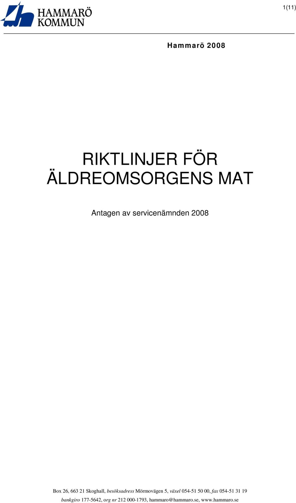 ÄLDREOMSORGENS MAT