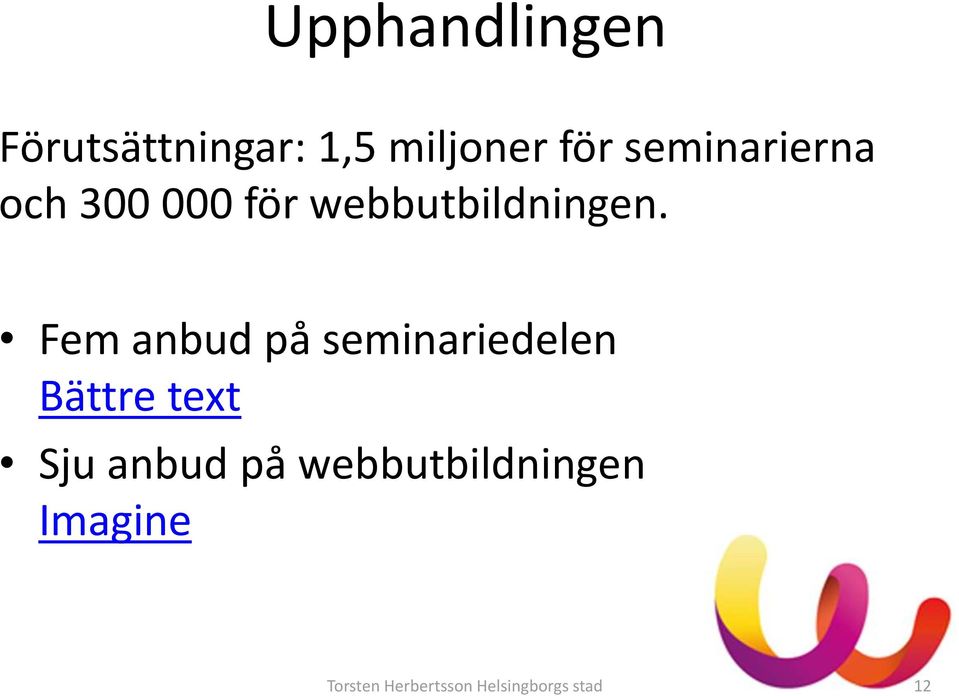 Fem anbud på seminariedelen Bättre text Sju anbud på