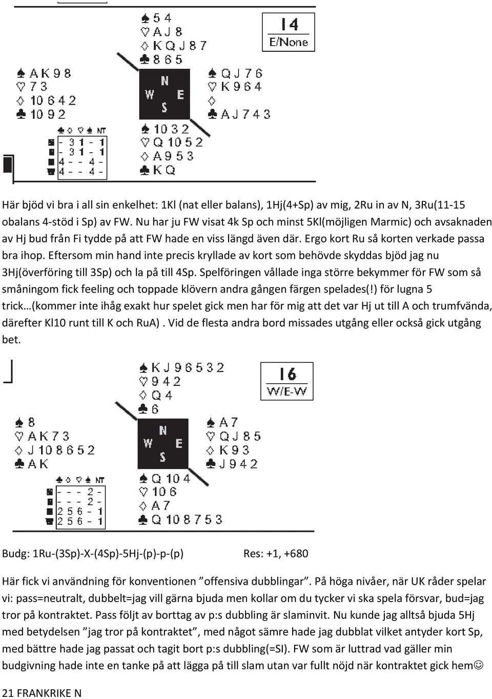 Eftersom min hand inte precis kryllade av kort som behövde skyddas bjöd jag nu 3Hj(överföring till 3Sp) och la på till 4Sp.