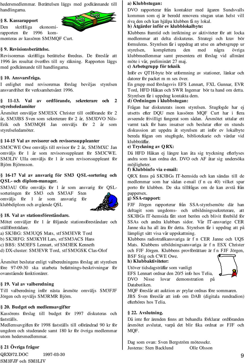 I enlighet med revisorernas förslag beviljas styrelsen ansvarsfrihet för verksamhetsåret 1996. 11-13.