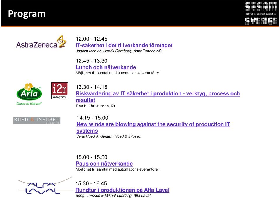 Christensen, i2r 14.15-15.00 14.15 New winds - 15.