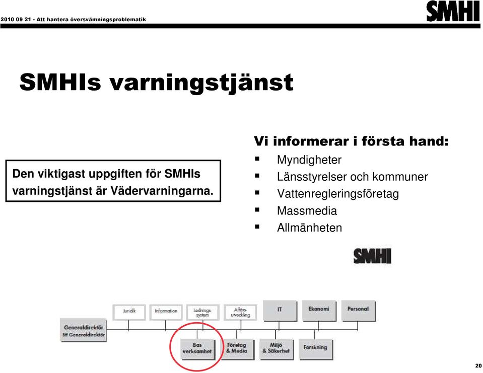 Vi informerar i första hand: Myndigheter